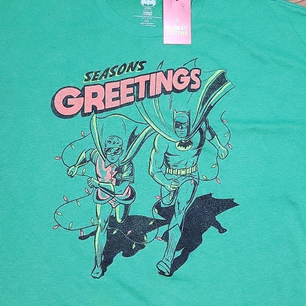 Celebrate Together Batman & Robin Christmas Seasons Greetings Tee-shirt Size 2XL